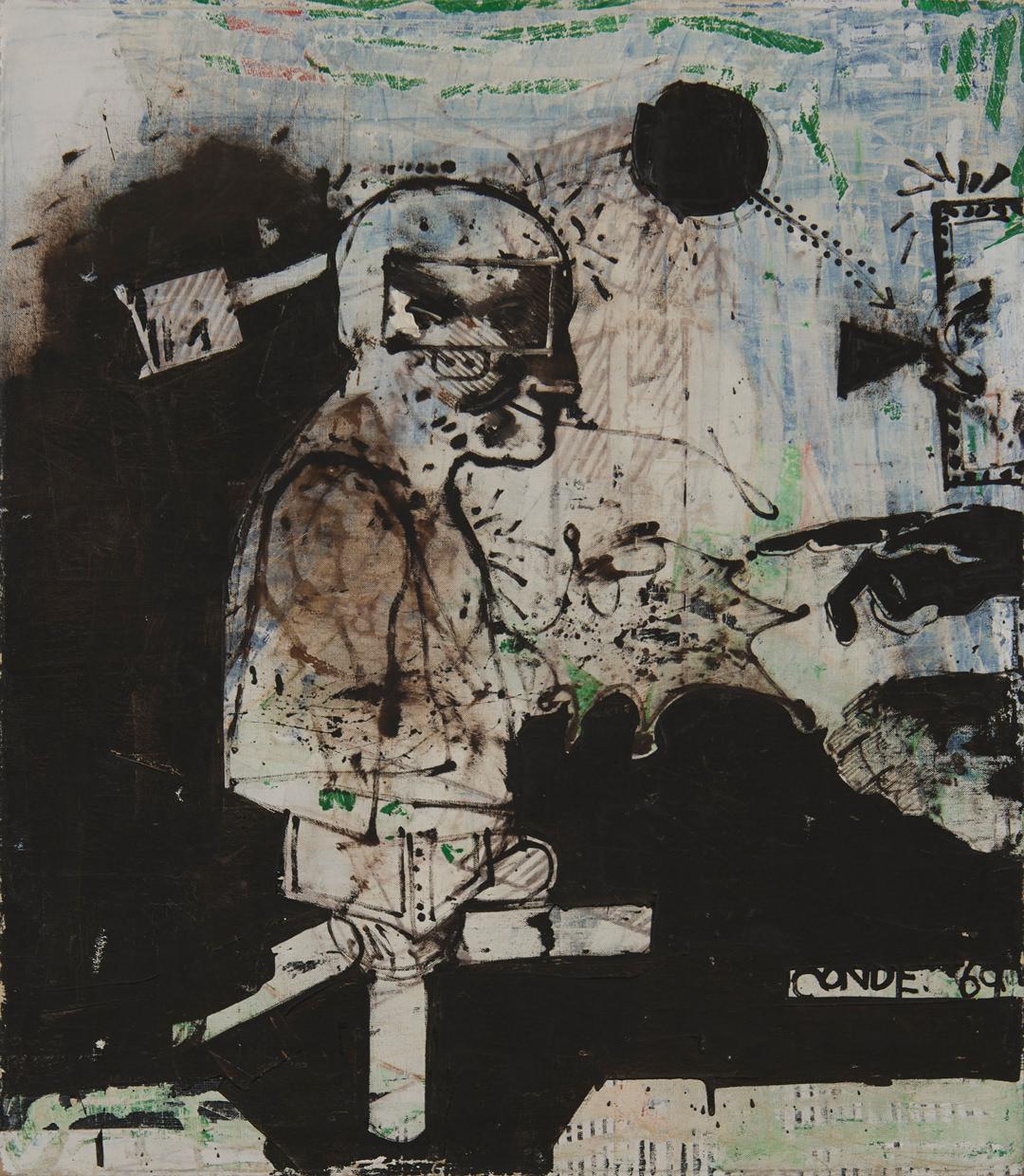 Abstract Painting de Miguel Conde - Gran pintura abstracta figurativa de finales de los 60, artista mexicano-americano