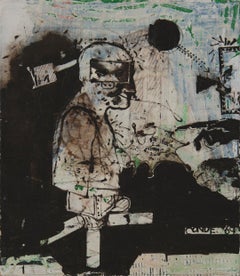 Gran pintura abstracta figurativa de finales de los 60, artista mexicano-americano