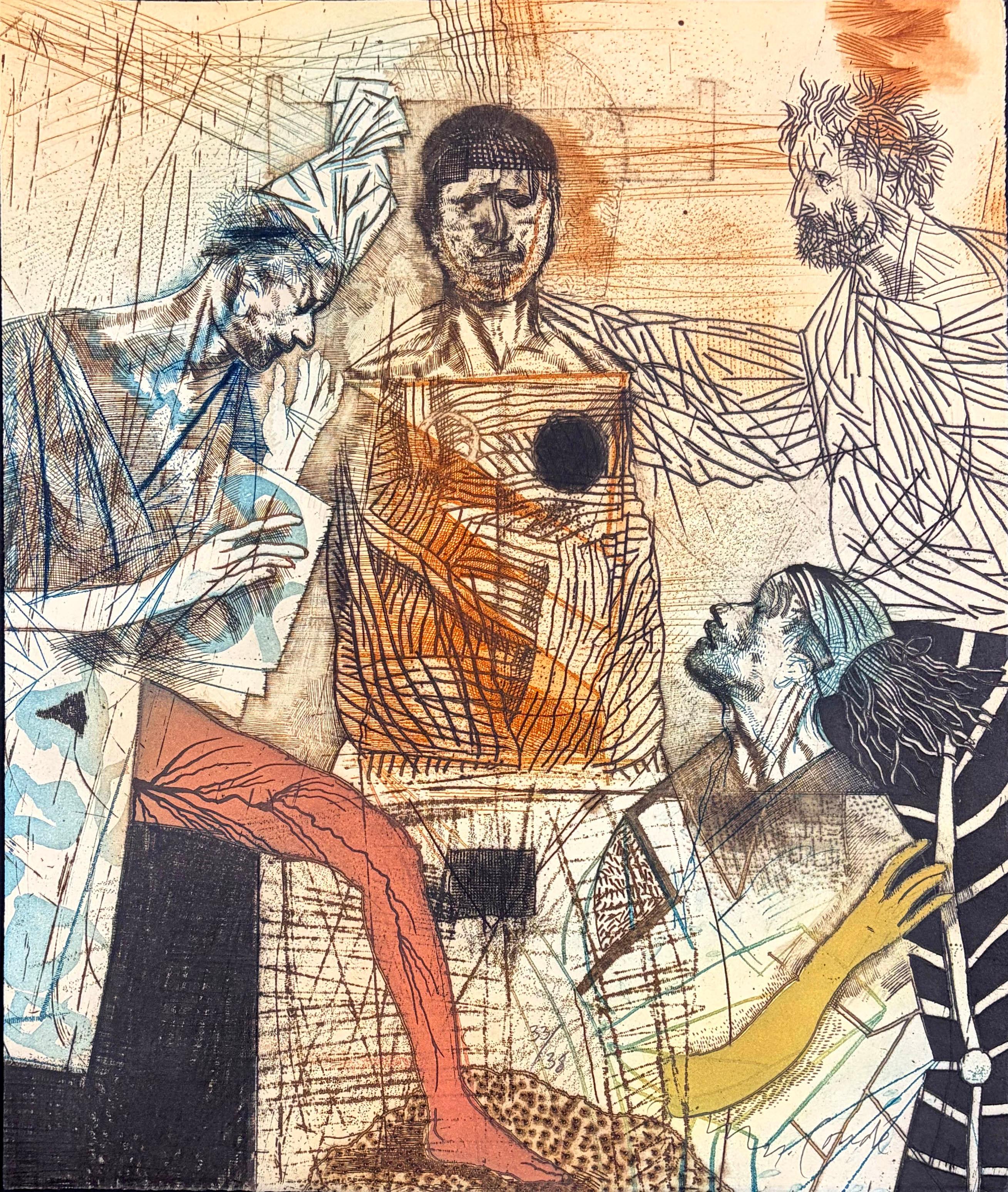 Fábula de magos (Fable of Magicians) , etching/aquatint by Miguel Conde