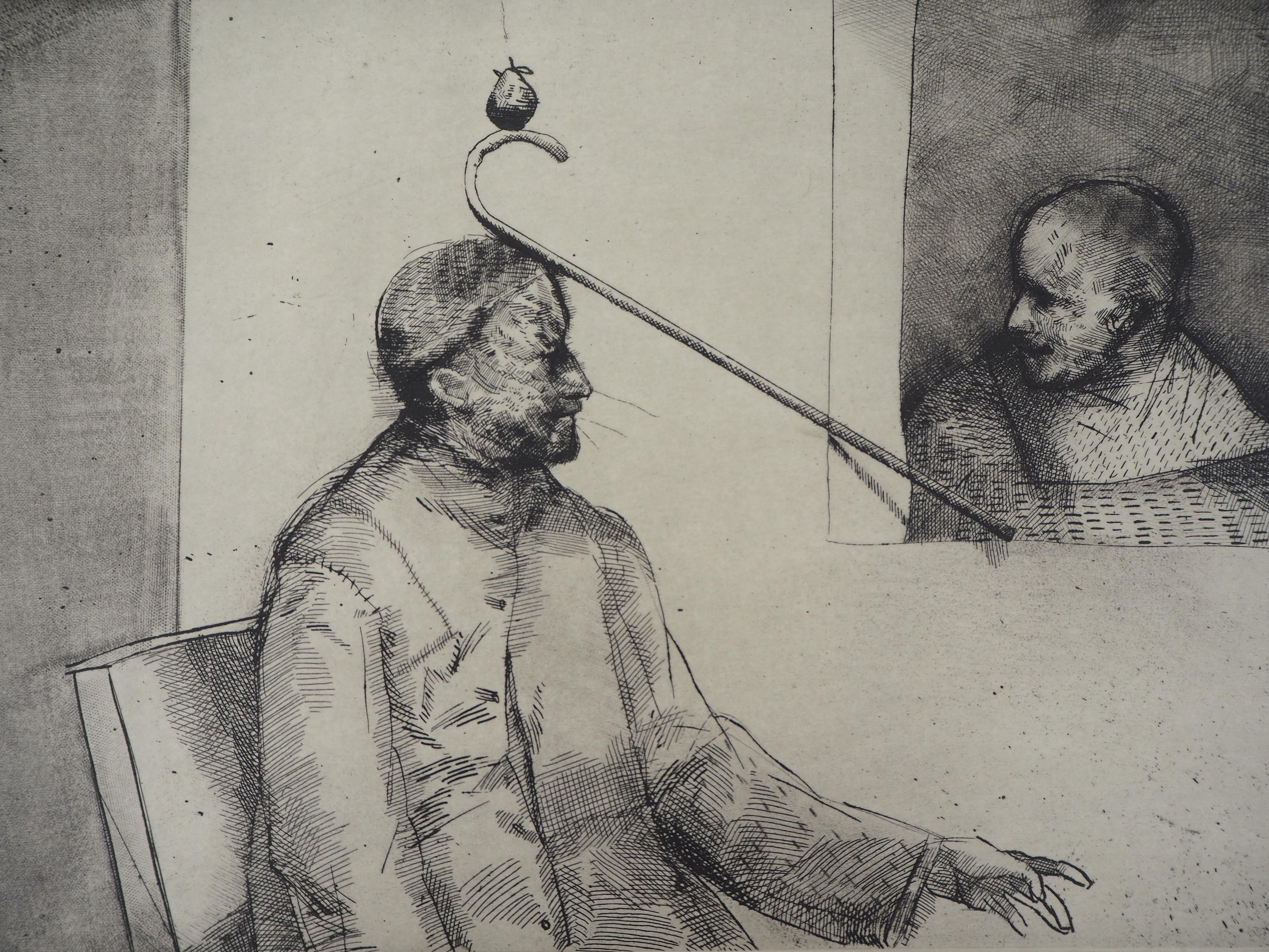 The Balance of Pear - Original handsigned etching, Limited / 100 - Modern Print by Miguel Conde