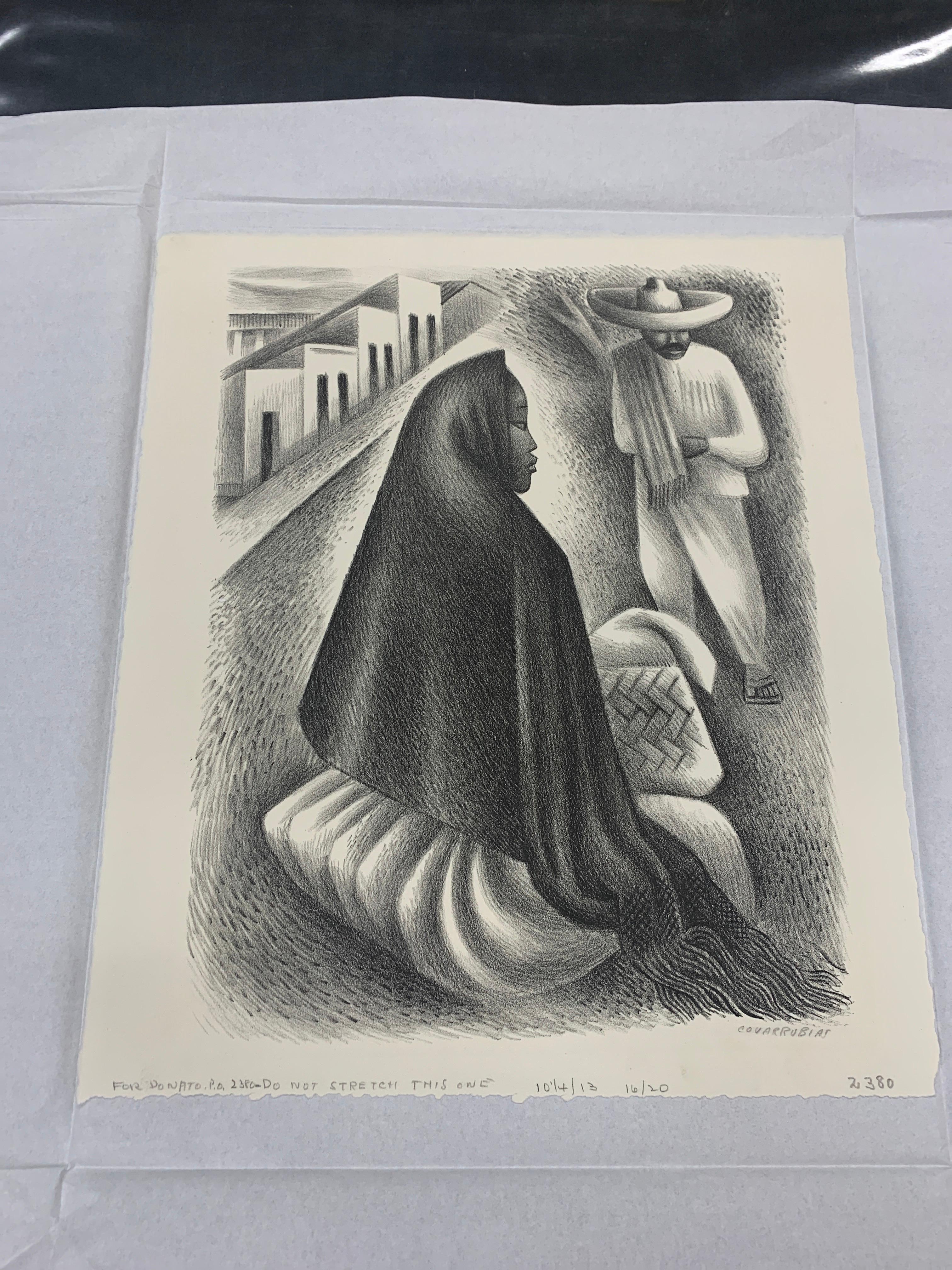 Mexican Street Scene - Print by Miguel Covarrubias