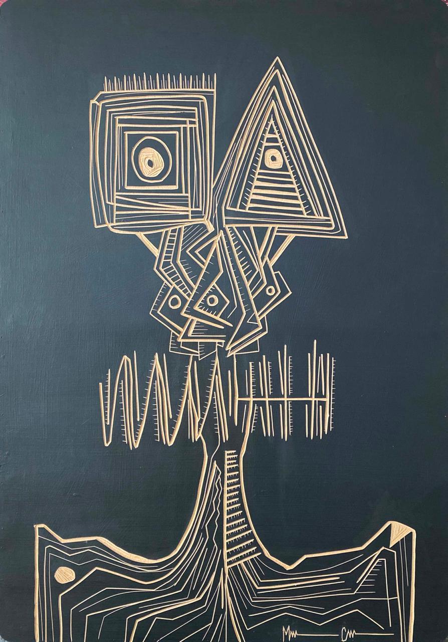 Grabador, Contemporary Art, Abstract Painting, 21st Century - Mixed Media Art by Miguel Cuauhtemoc