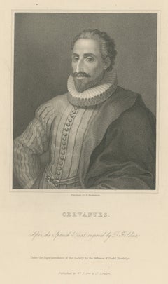 Miguel de Cervantes, Autor von „Don Quijote“, antikes gestochenes Porträt
