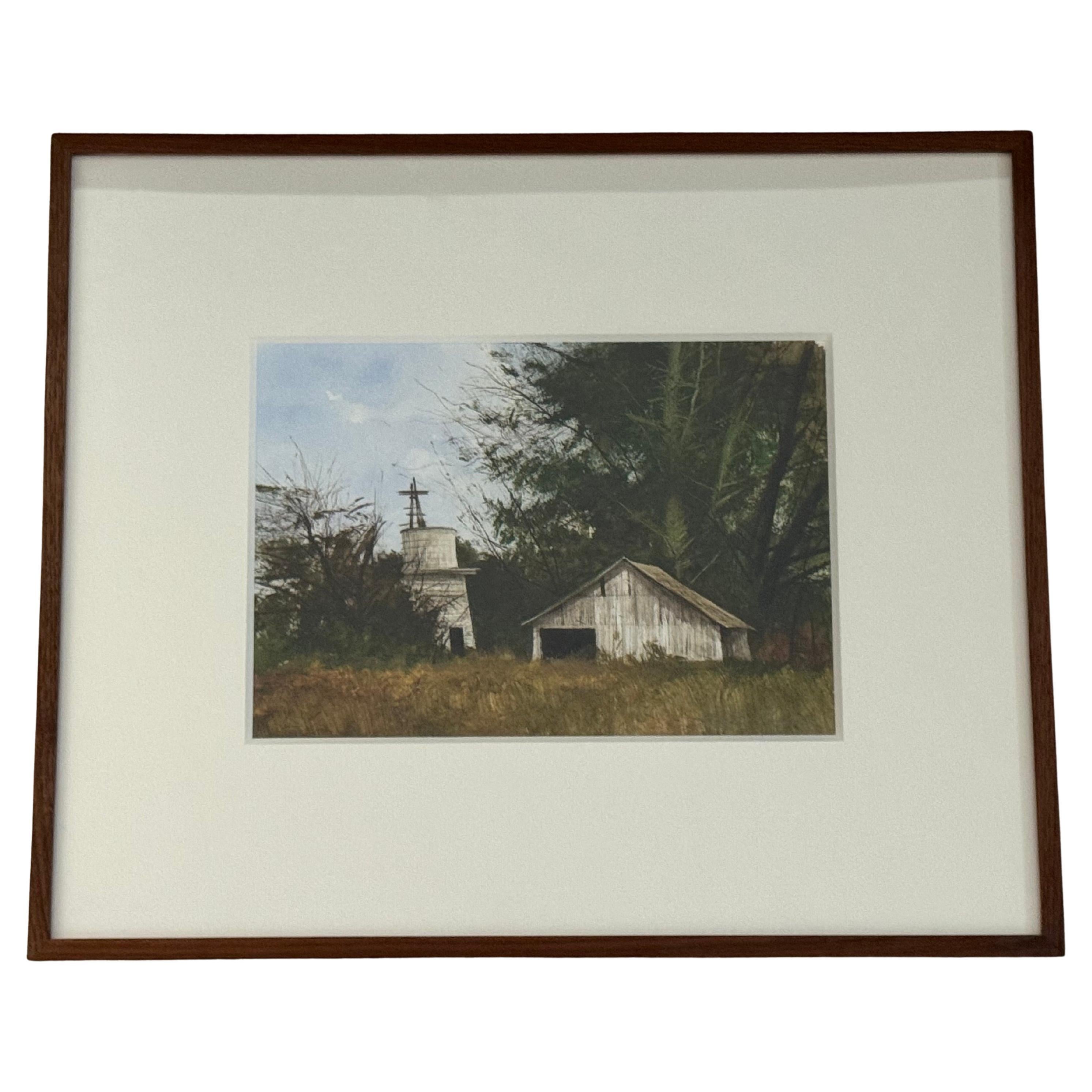 Miguel Dominguez "Dry Well" Aquarell Landschaft - Gerahmt Rural Barn Scene" im Angebot
