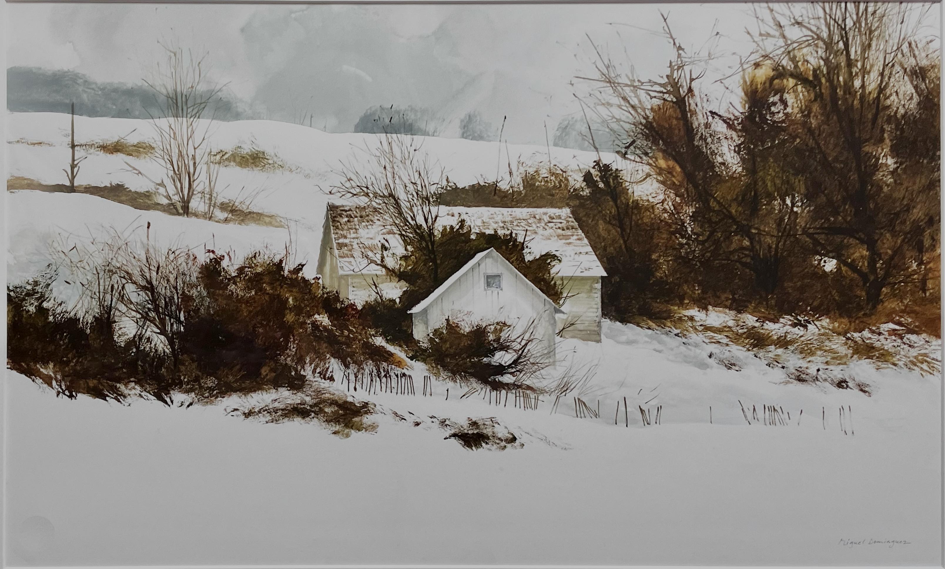 Winter-Vignette – Painting von Miguel Dominguez