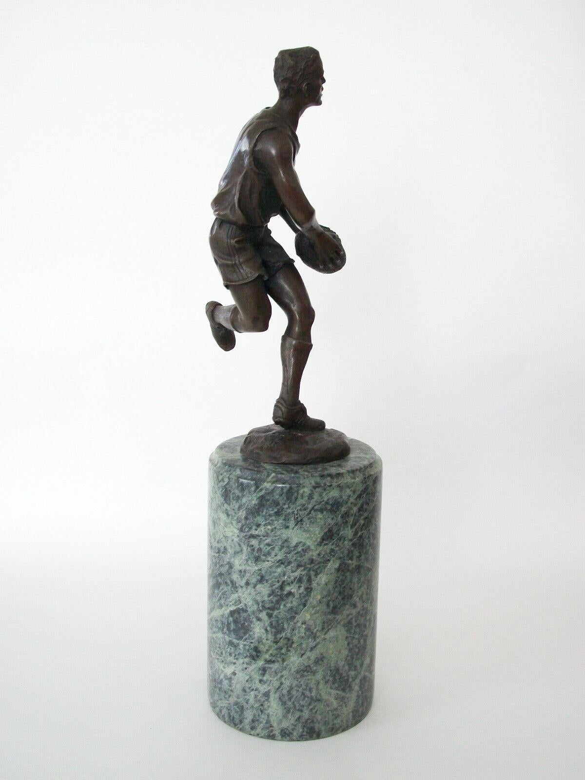 Hand-Crafted MIGUEL FERNANDO LOPEZ (MILO) - Bronze Rugby Player - Portugal - 20th Century For Sale