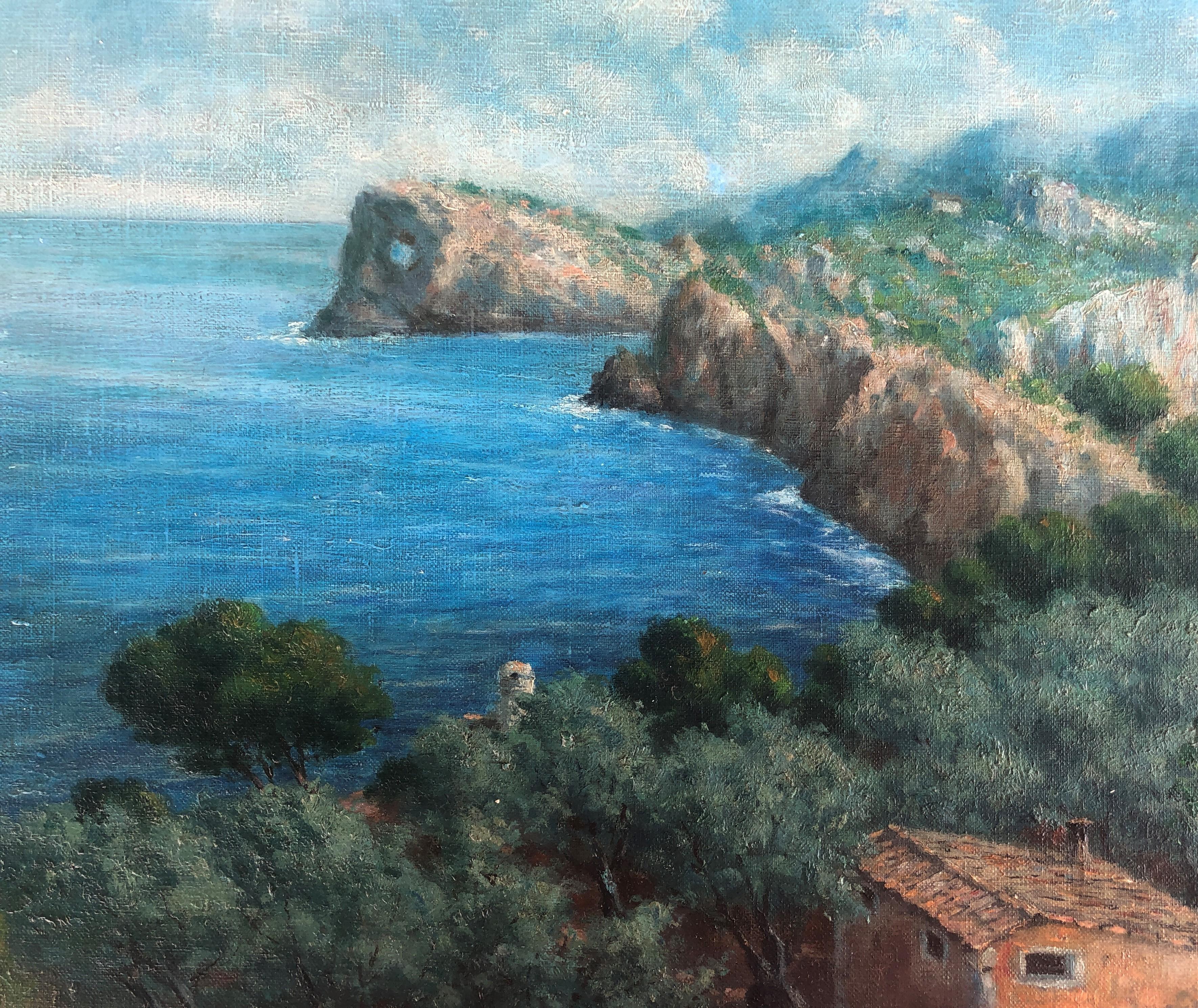 Oil measures 50x61.
Frameless.
Cleaning is recommended.

Miguel Forteza is a painter focused on the Mallorcan and Catalan landscapes. He is characterized by sea scenes, which is why he is considered a mariner and landscape painter. Palma de Mallorca