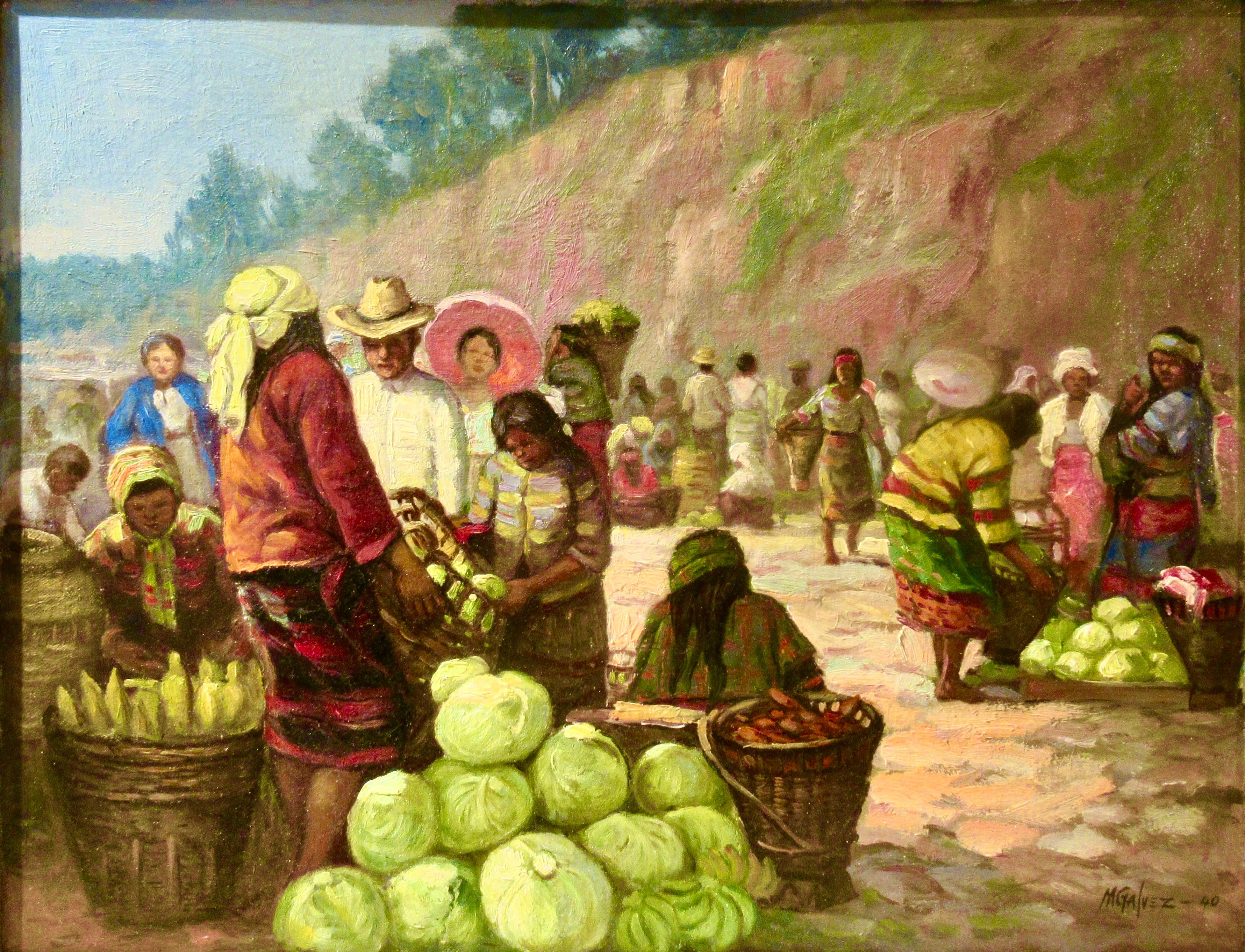 Bauernmarkt – Painting von Miguel Galvez