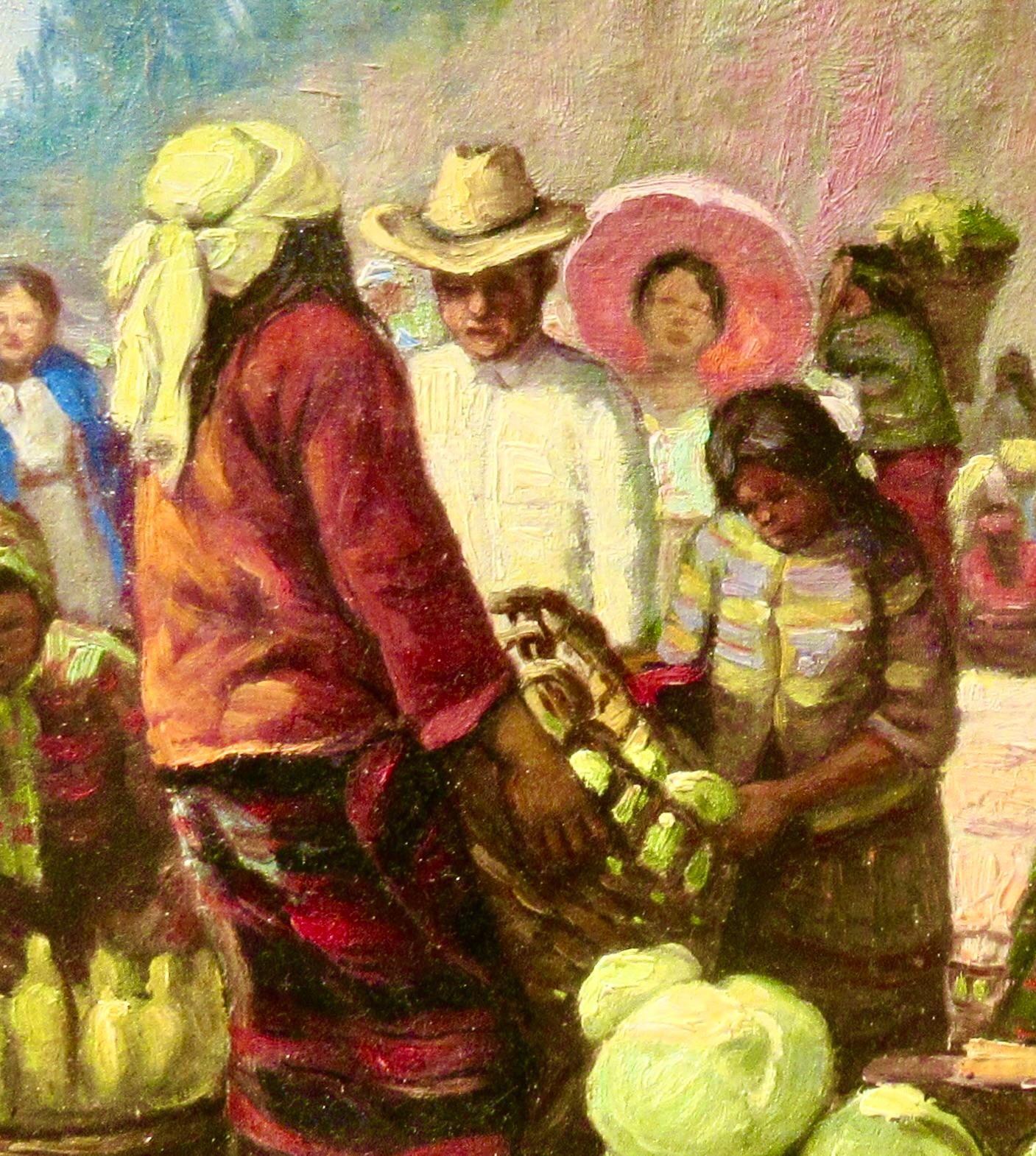 Bauernmarkt (Braun), Figurative Painting, von Miguel Galvez