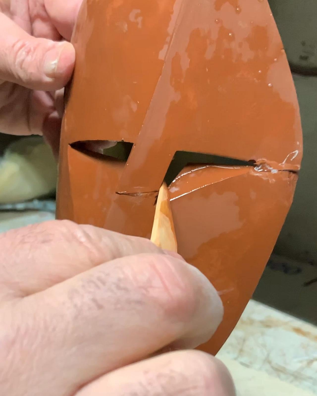 Big Cubiste Mask - Miguel Guía Cubist Bronze layer Sculpture 14