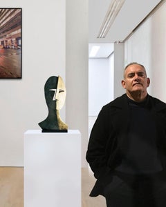 Big Cubiste Mask - Miguel Guía Cubist Bronze layer Sculpture