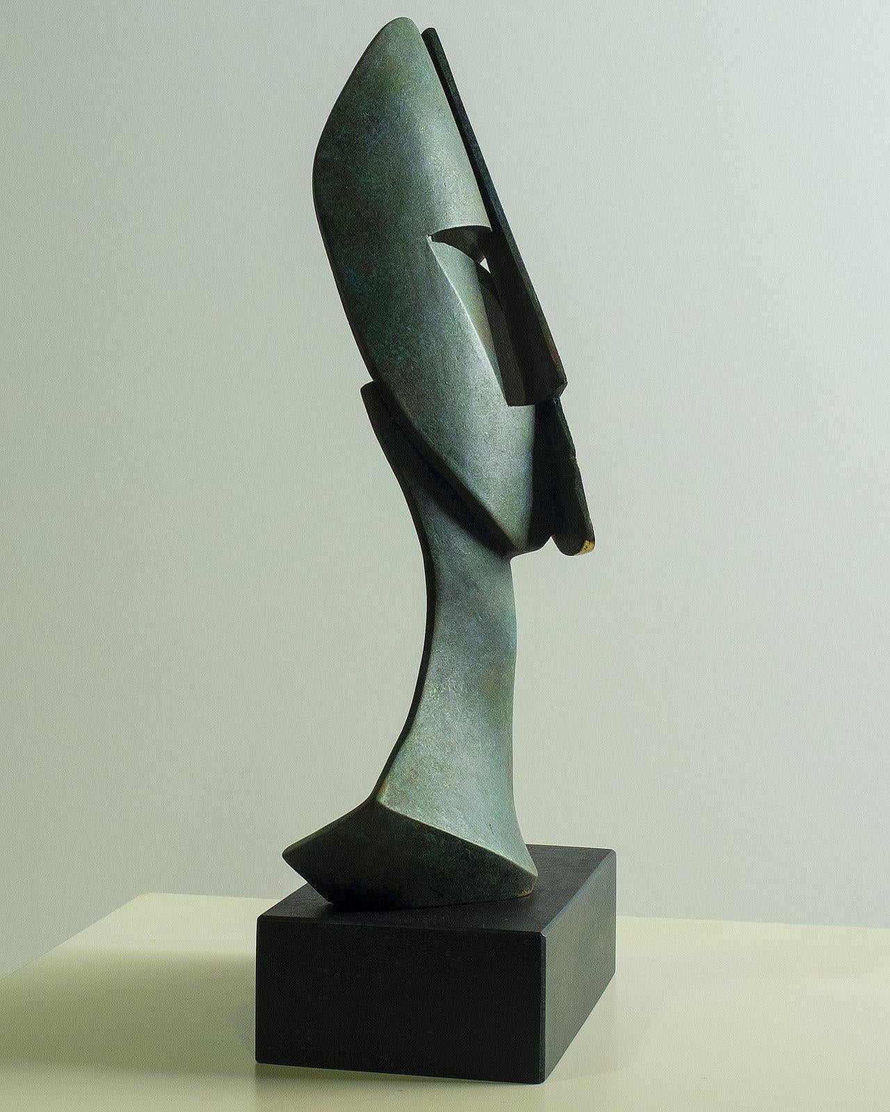 Big Cubiste Mask - Miguel Guía Cubist Bronze layer Sculpture 6