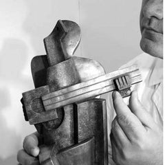 Big Guitarist Arlequin - Miguel Guía Cubist Bronze layer Sculpture