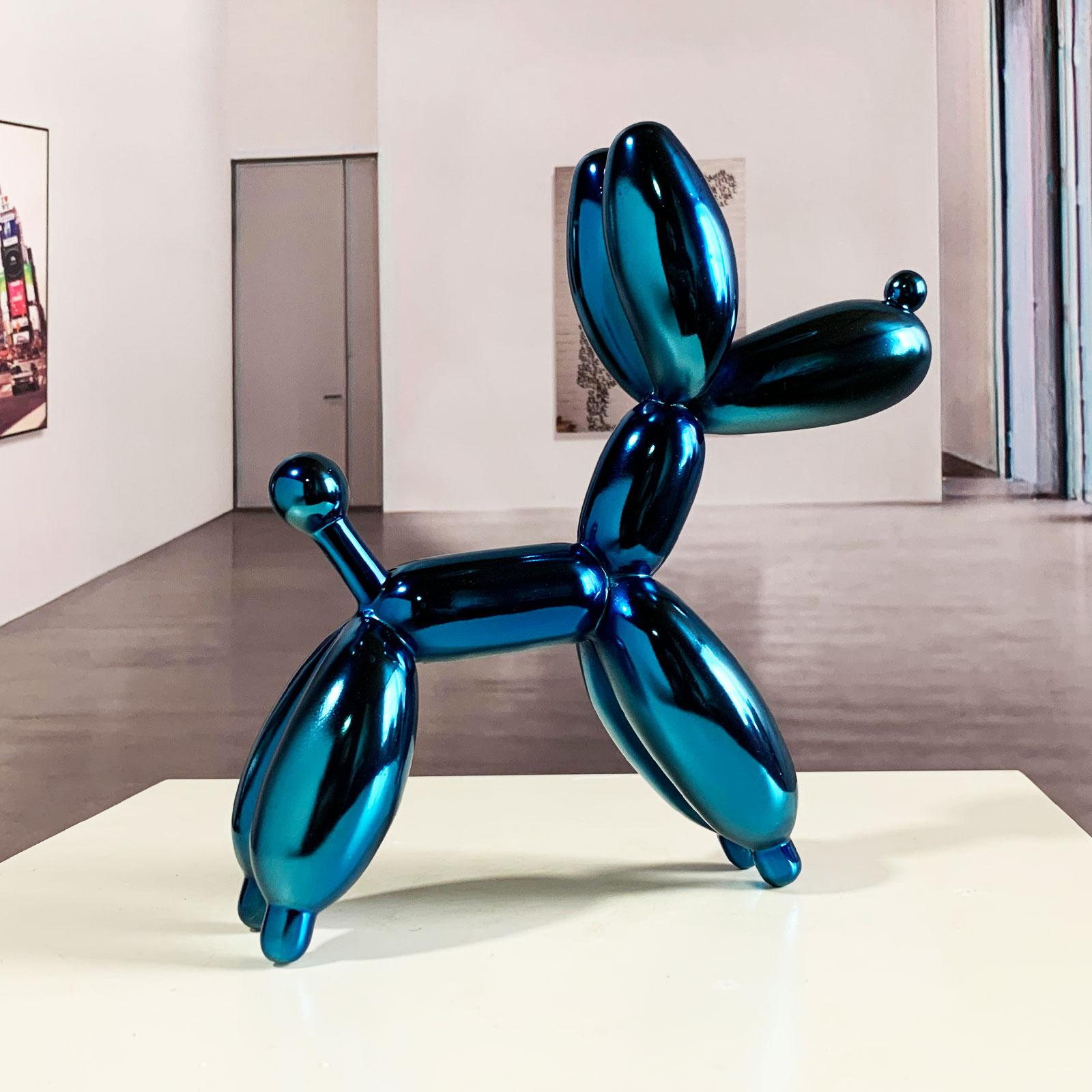 Blue Dog Balloon 12 - Miguel Guía, Pop Art Nickel layer Sculpture 3