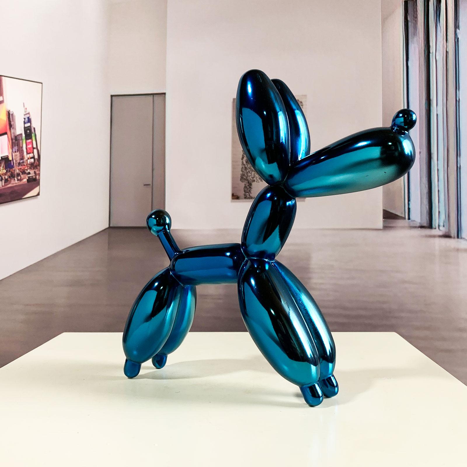 Blue Dog Balloon 12 - Miguel Guía, Pop Art Nickel layer Sculpture 4