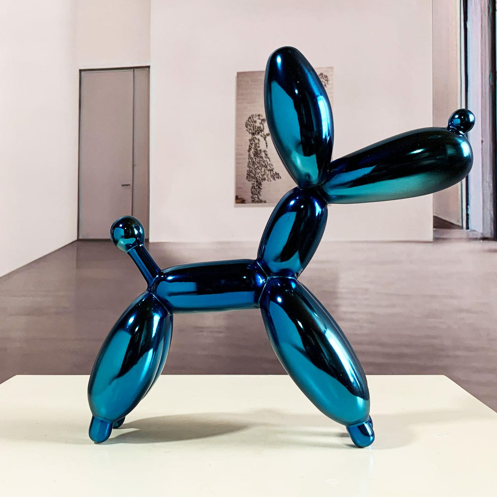 Blue Dog Balloon 12 - Miguel Guía, Pop Art Nickel layer Sculpture 5