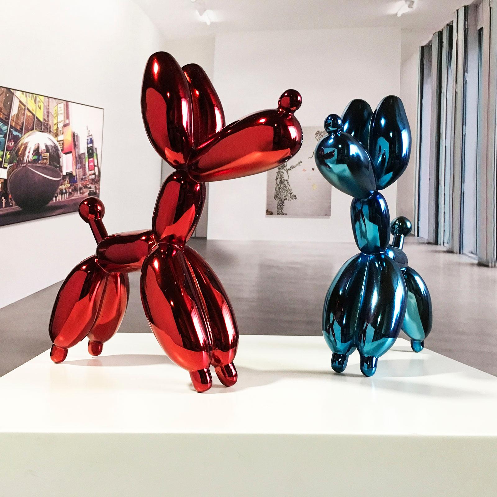 Blue Dog Balloon 21 - Miguel Guía, Pop Art Nickel layer Sculpture 10