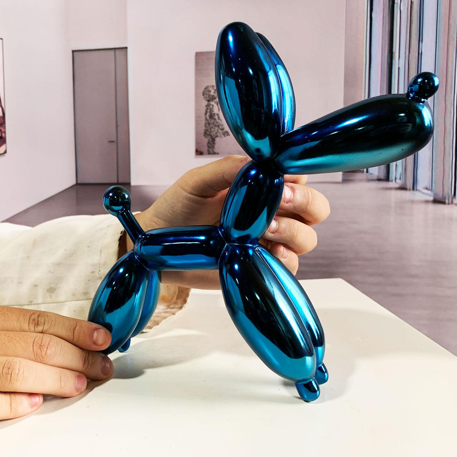 Blue Dog Balloon 21 - Miguel Guía, Pop Art Nickel layer Sculpture 1
