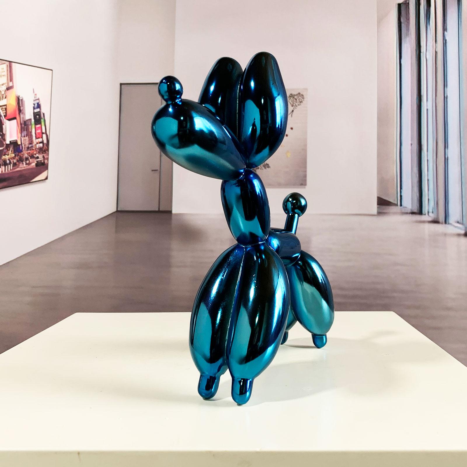 Blue Dog Balloon 21 - Miguel Guía, Pop Art Nickel layer Sculpture 2