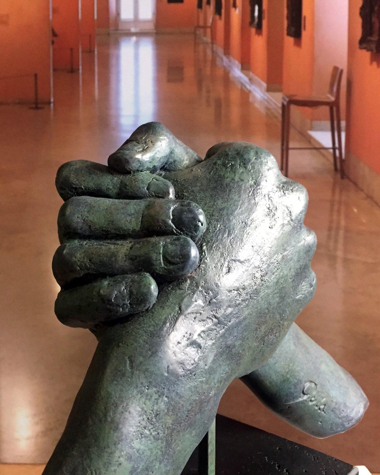 Brothers - Miguel Guía Realist Bronze layer Sculpture For Sale 2