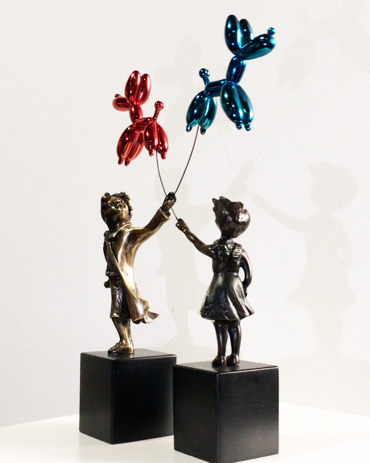 Kind mit Ballonhund Big - Miguel Guía Street Art Bronzeguss Skulptur 12
