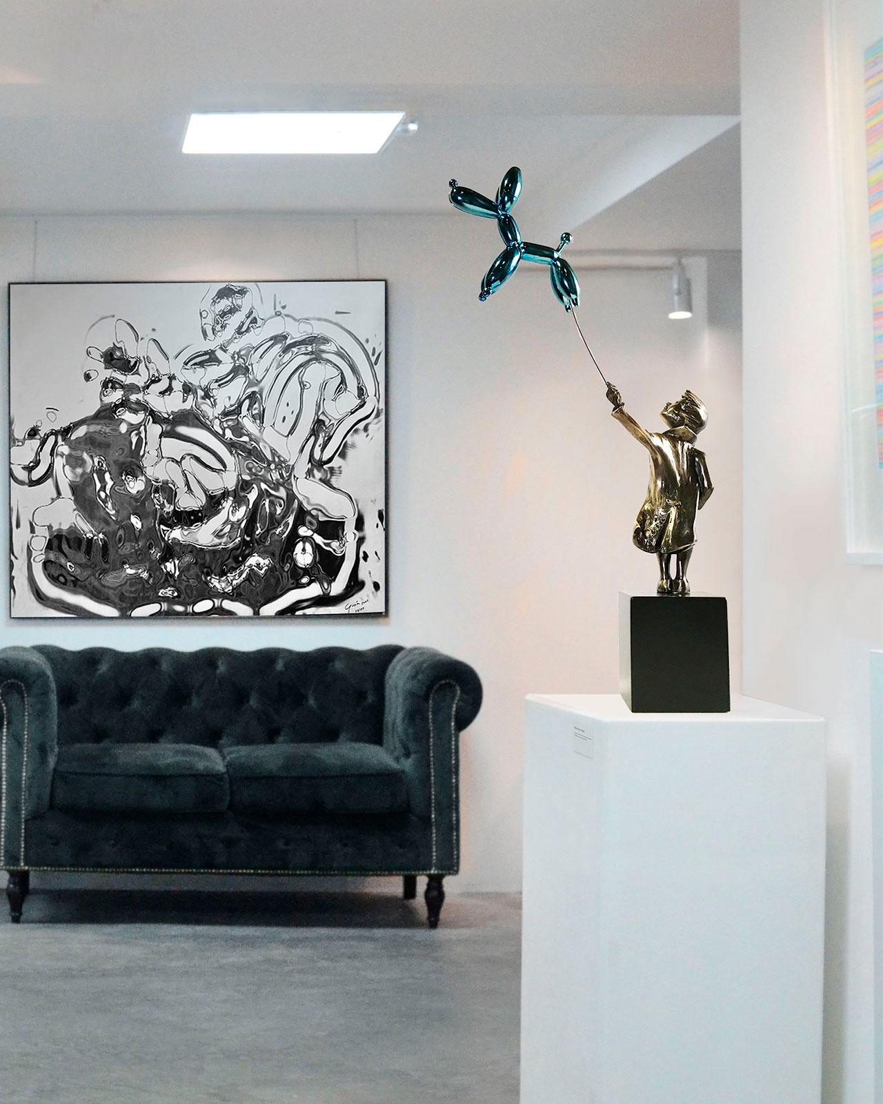 Kind mit Ballonhund Big - Miguel Guía Street Art Bronzeguss Skulptur 5