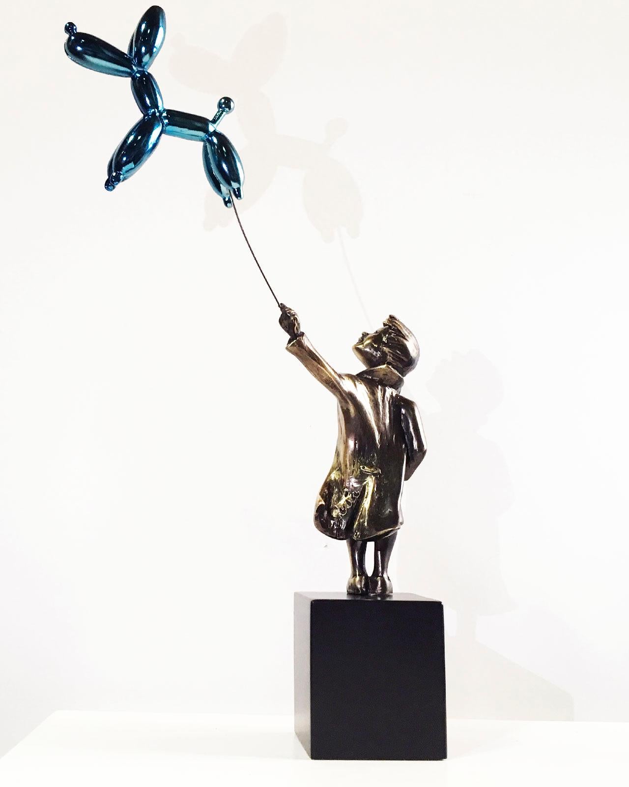 Kind mit Ballonhund Big - Miguel Guía Street Art Bronzeguss Skulptur 7