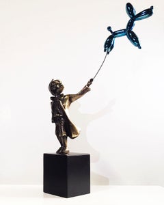 Kind mit Ballonhund Big - Miguel Guía Street Art Bronzeguss Skulptur