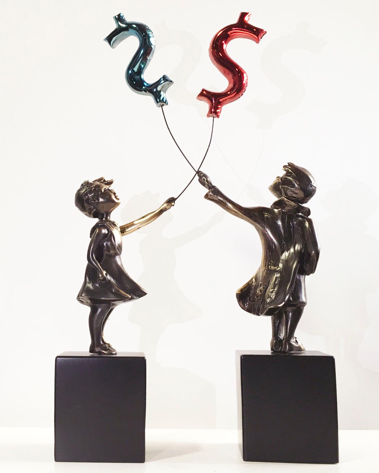 Child with balloon dollar Big – Miguel Guía Street Art Cast bronze Sculpture 4