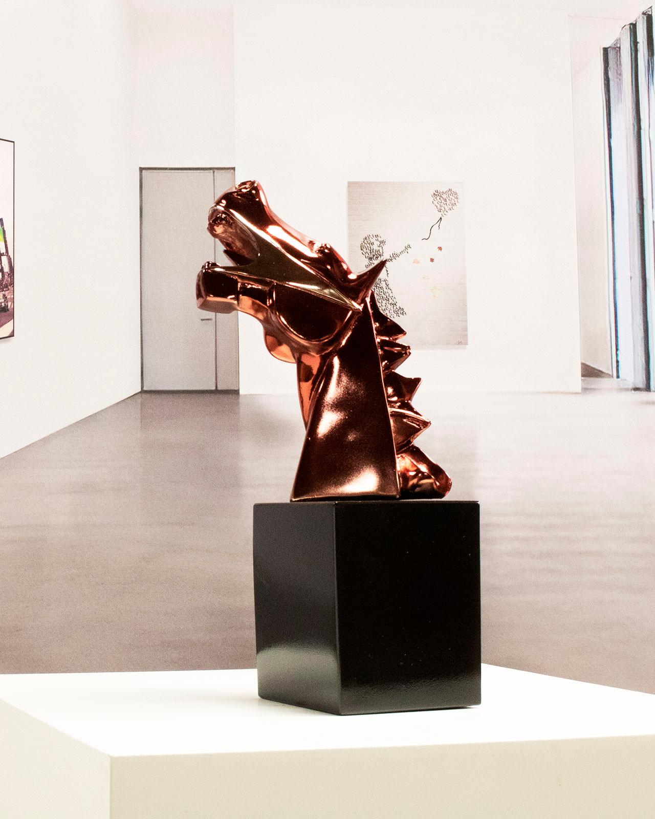 Cubist Horse Guernica Red - Miguel Guía Cubist Bronze layer Sculpture For Sale 5