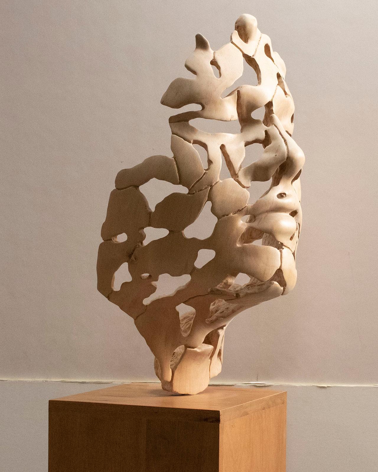 Essence of Youth Wood 72 – Miguel Guía Neo-Expressionist Birch wood Sculpture For Sale 6