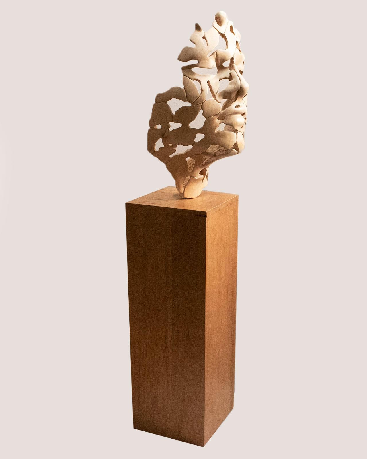 Essence of Youth Wood 72 – Miguel Guía Neo-Expressionist Birch wood Sculpture For Sale 4