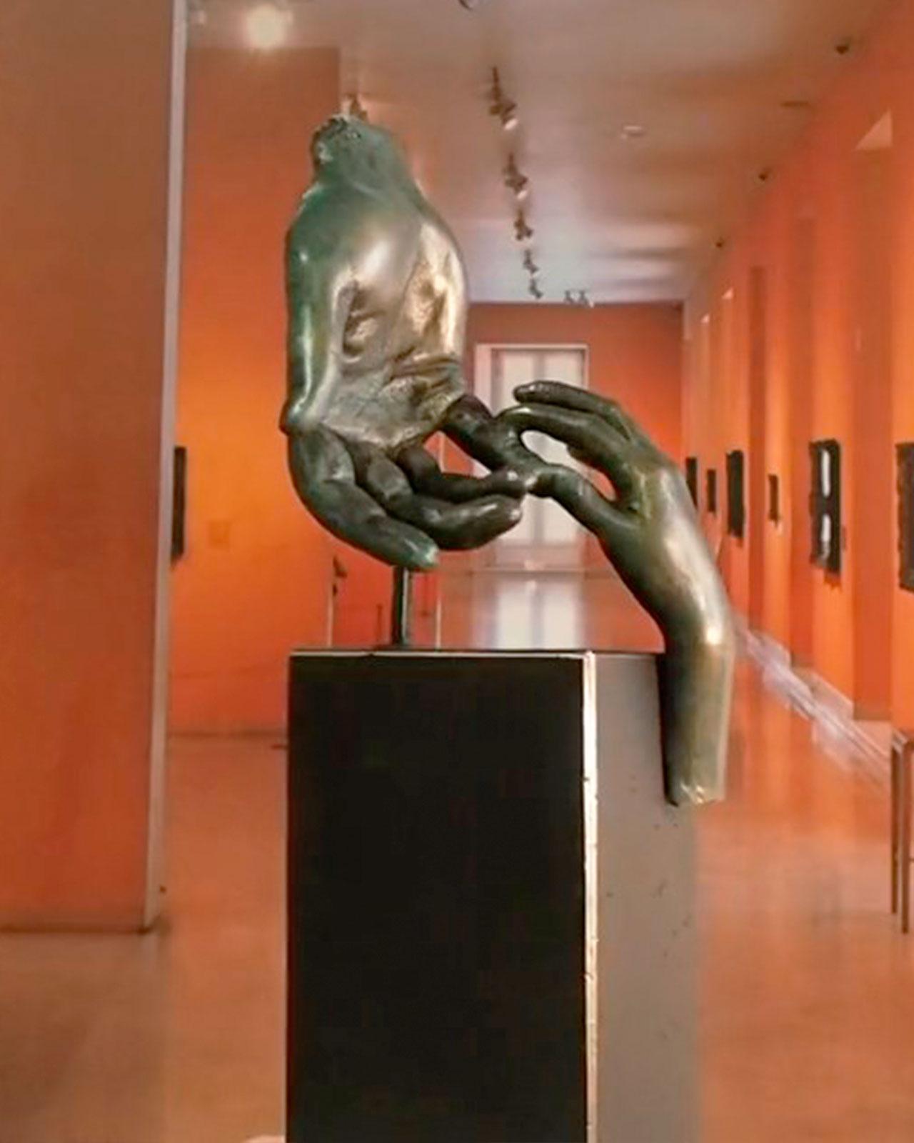 Father´s Hand - Miguel Guía Realist Bronze layer Sculpture For Sale 6