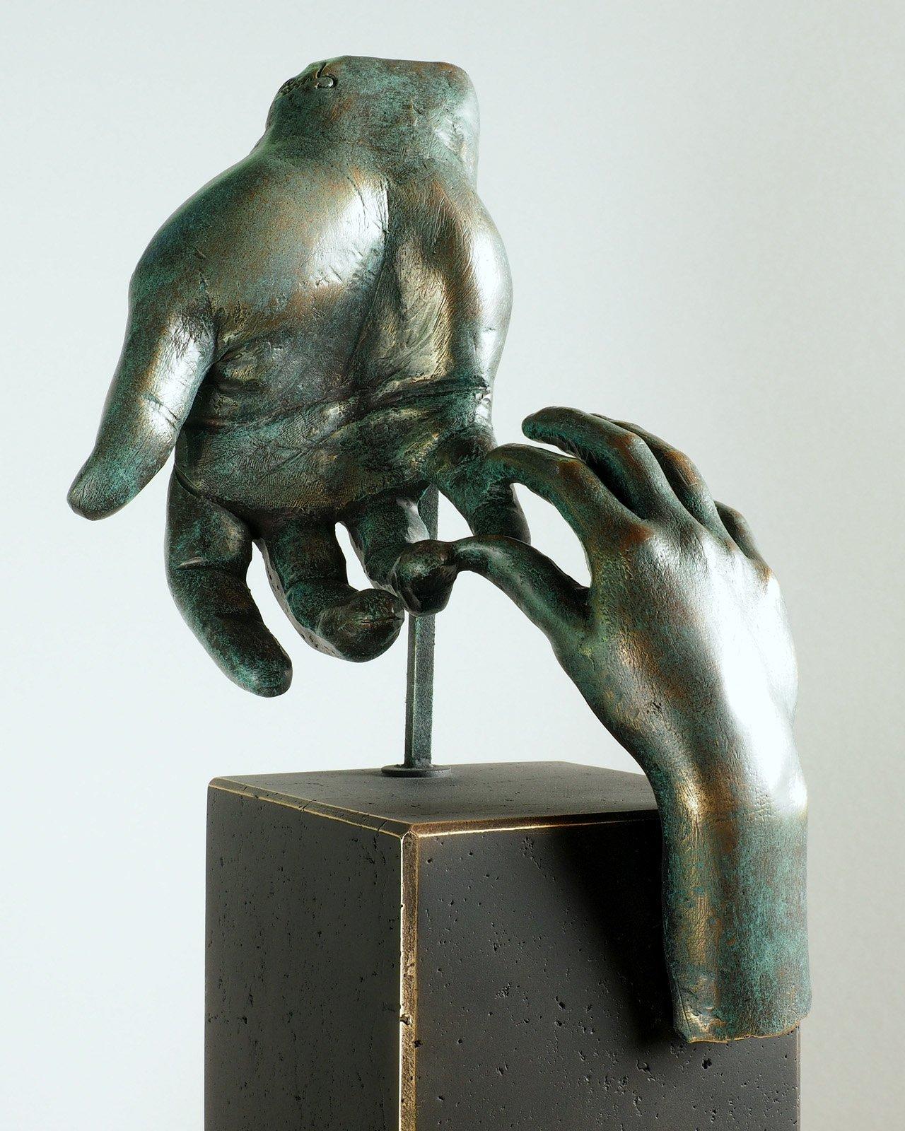 Father´s Hand - Miguel Guía Realist Bronze layer Sculpture For Sale 1