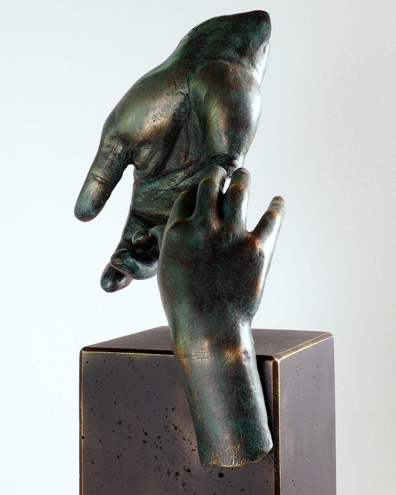 Father´s Hand - Miguel Guía Realist Bronze layer Sculpture For Sale 2