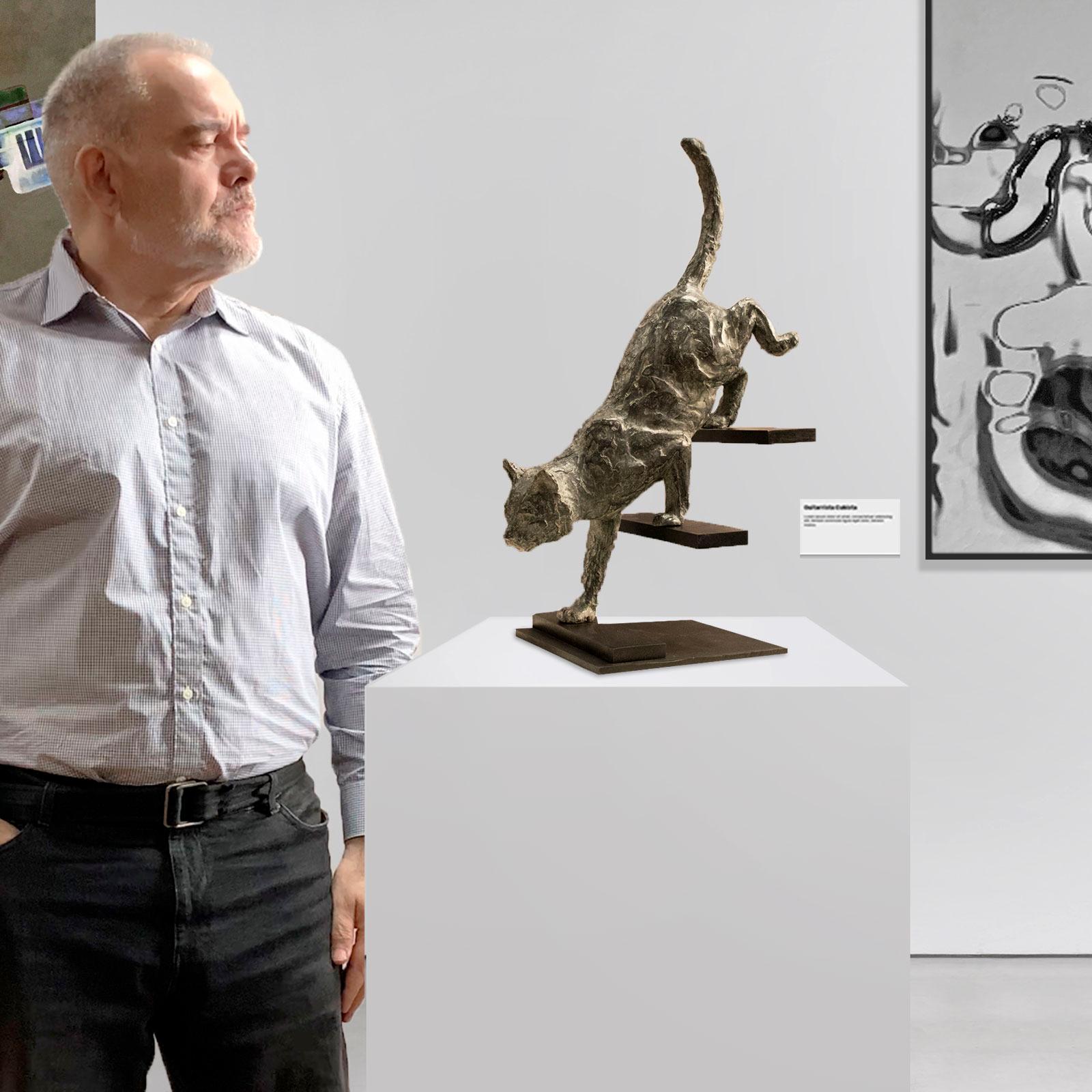 Feline stealth – Miguel Guía Impressionist Bronze Sculpture 4