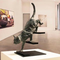 Feline stealth – Miguel Guía Impressionist Bronze Sculpture