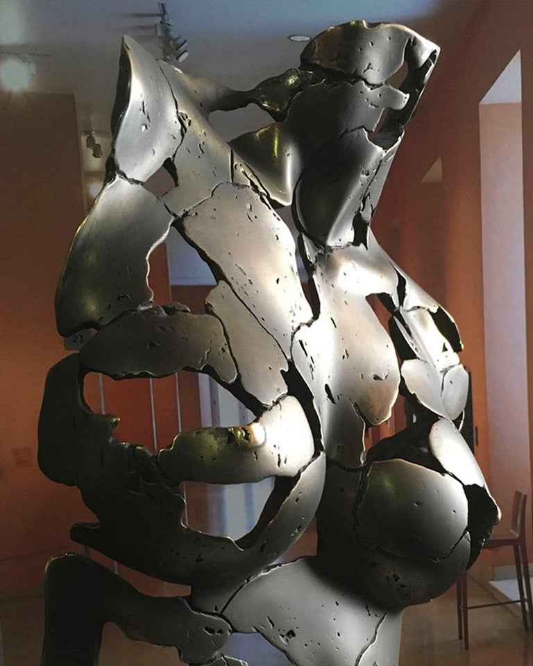 Female Essence Bronze - Miguel Guía Expressionist Bronze layer Sculpture For Sale 14
