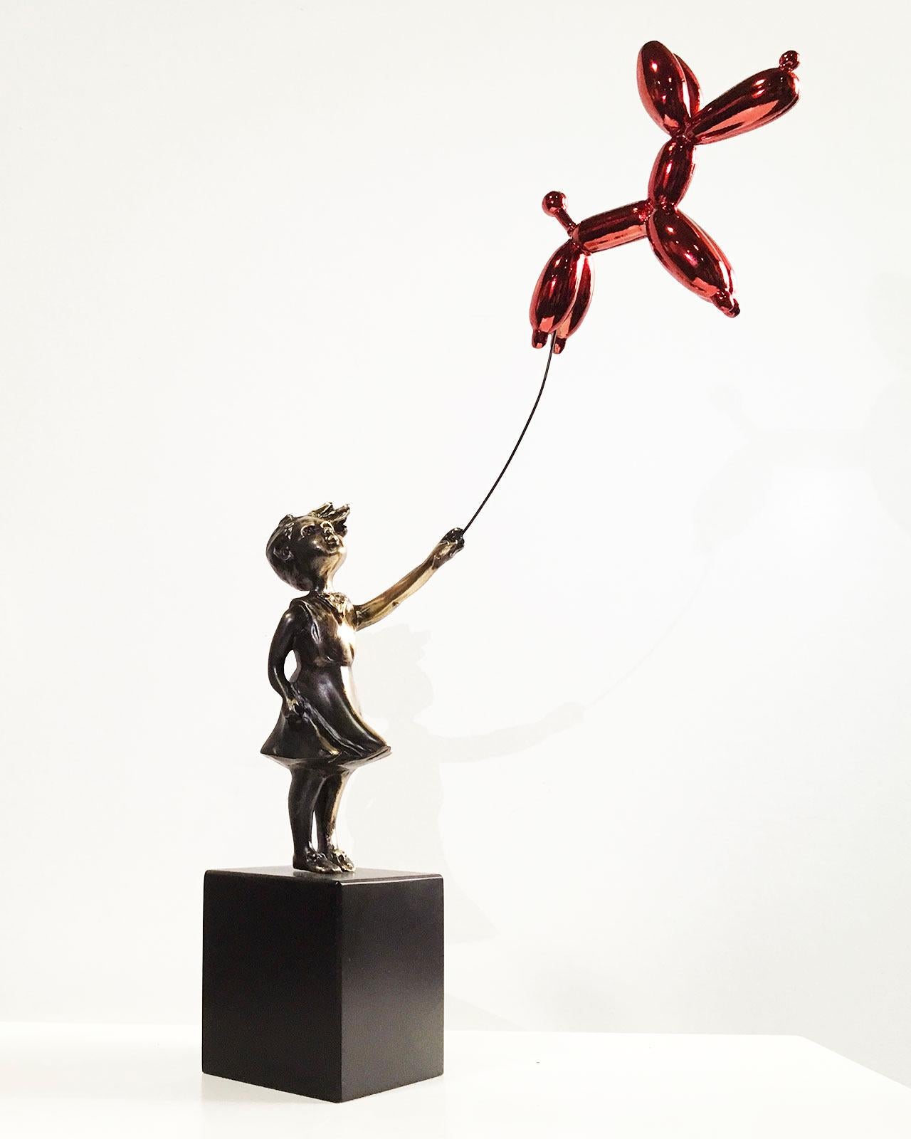 Ragazza con cane a palloncino Big - Miguel Guía Street Art Scultura in bronzo fuso Big 7