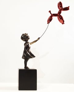 Fille avec chien ballon Big - Miguel Guía Street Art Bronze coulé Sculpture Big