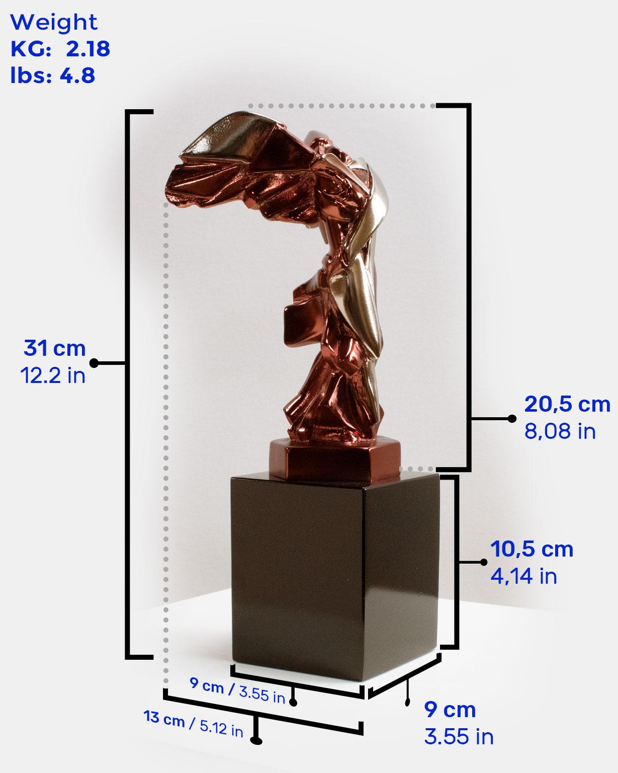 Harmonie of Samothrace Fire red - Miguel Guía Cubist Bronze layer Sculpture For Sale 3