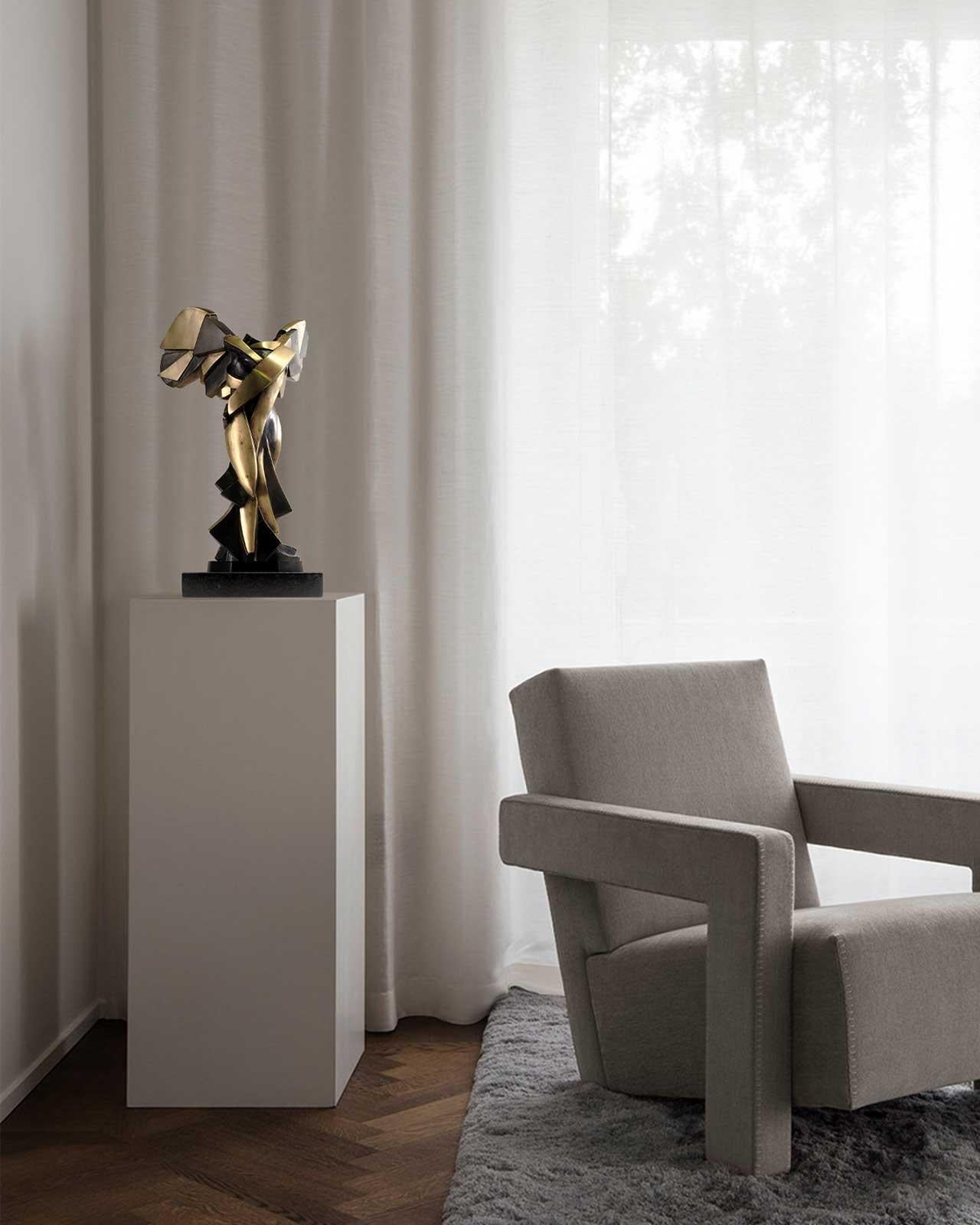 Harmony of Samothrace Big - Miguel Guía Cubist Bronze layer Sculpture 1
