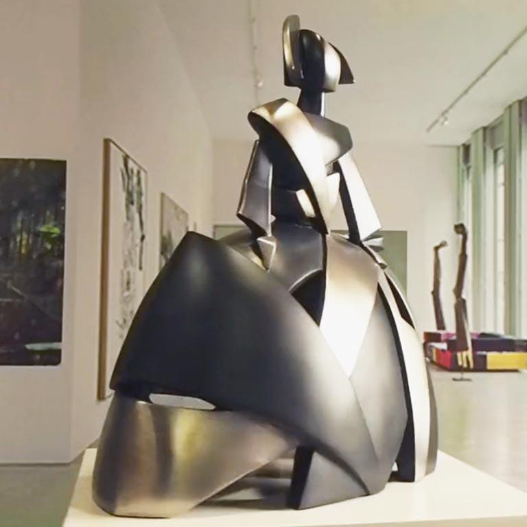 Infant Girl Air and Metal - Miguel Guía, Cubist, Nickel layer, Sculpture 12