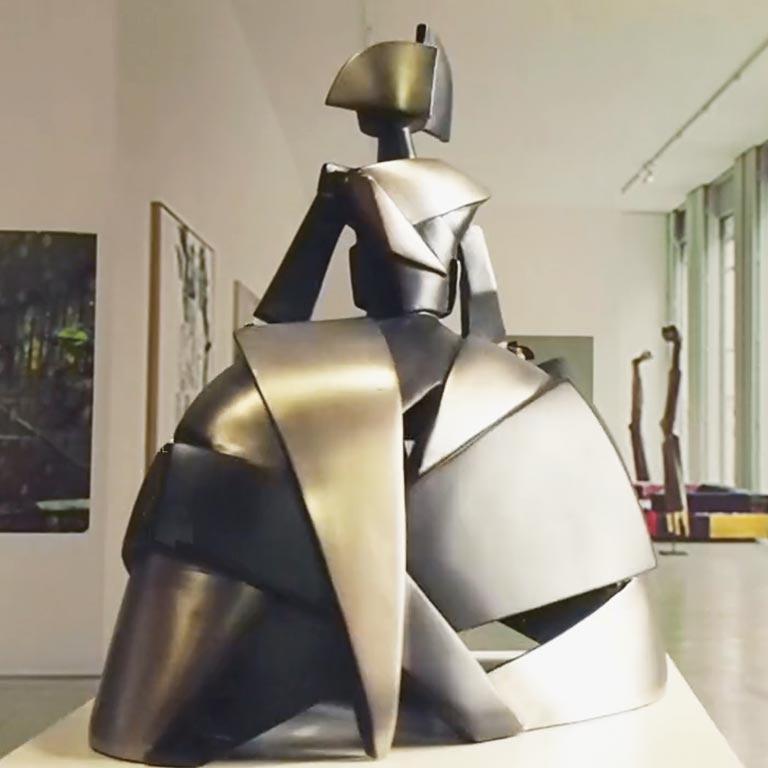 Infant Girl Air and Metal - Miguel Guía, Cubist, Nickel layer, Sculpture 14