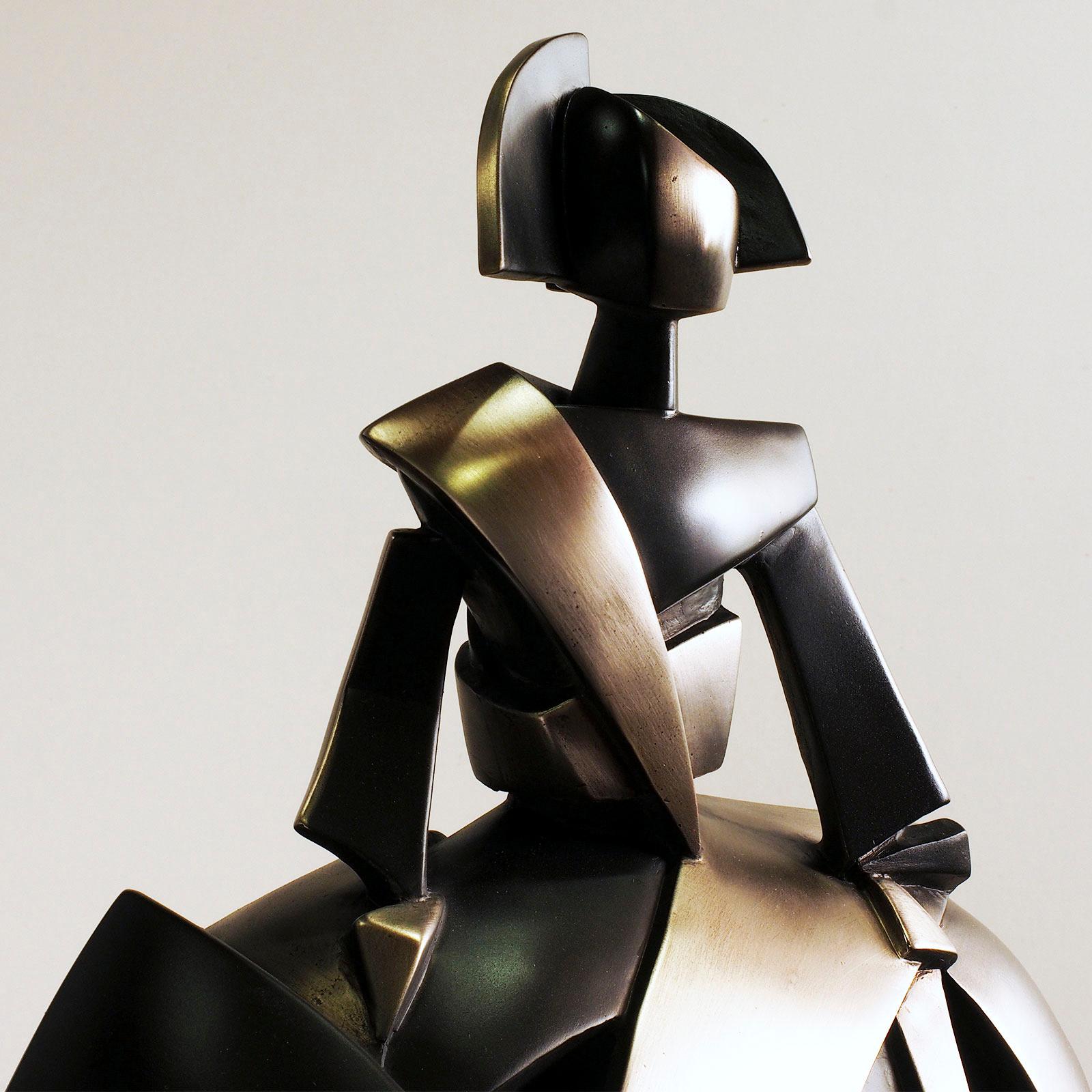 Infant Girl Air and Metal - Miguel Guía, Cubist, Nickel layer, Sculpture 3