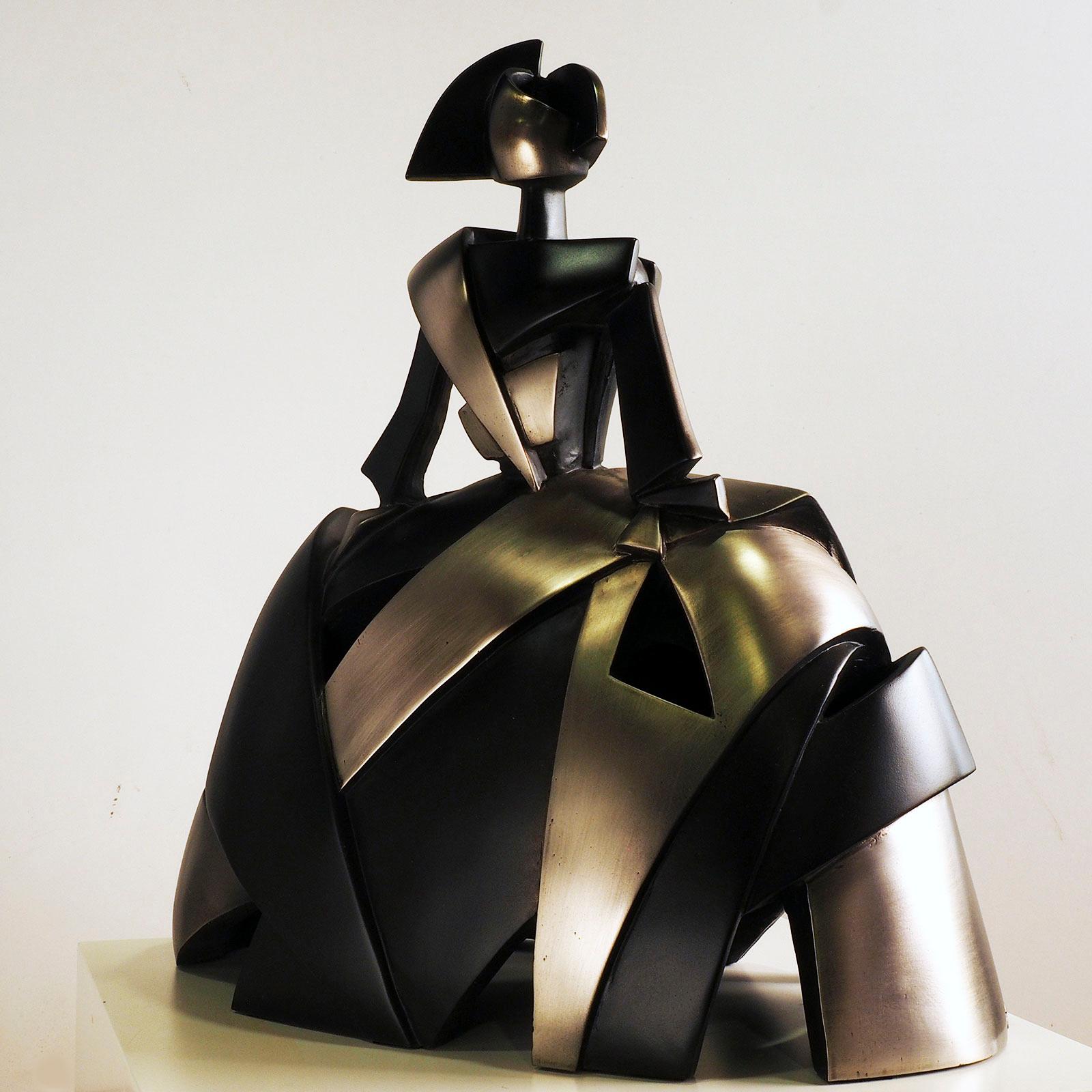 Infant Girl Air and Metal - Miguel Guía, Cubist, Nickel layer, Sculpture 5