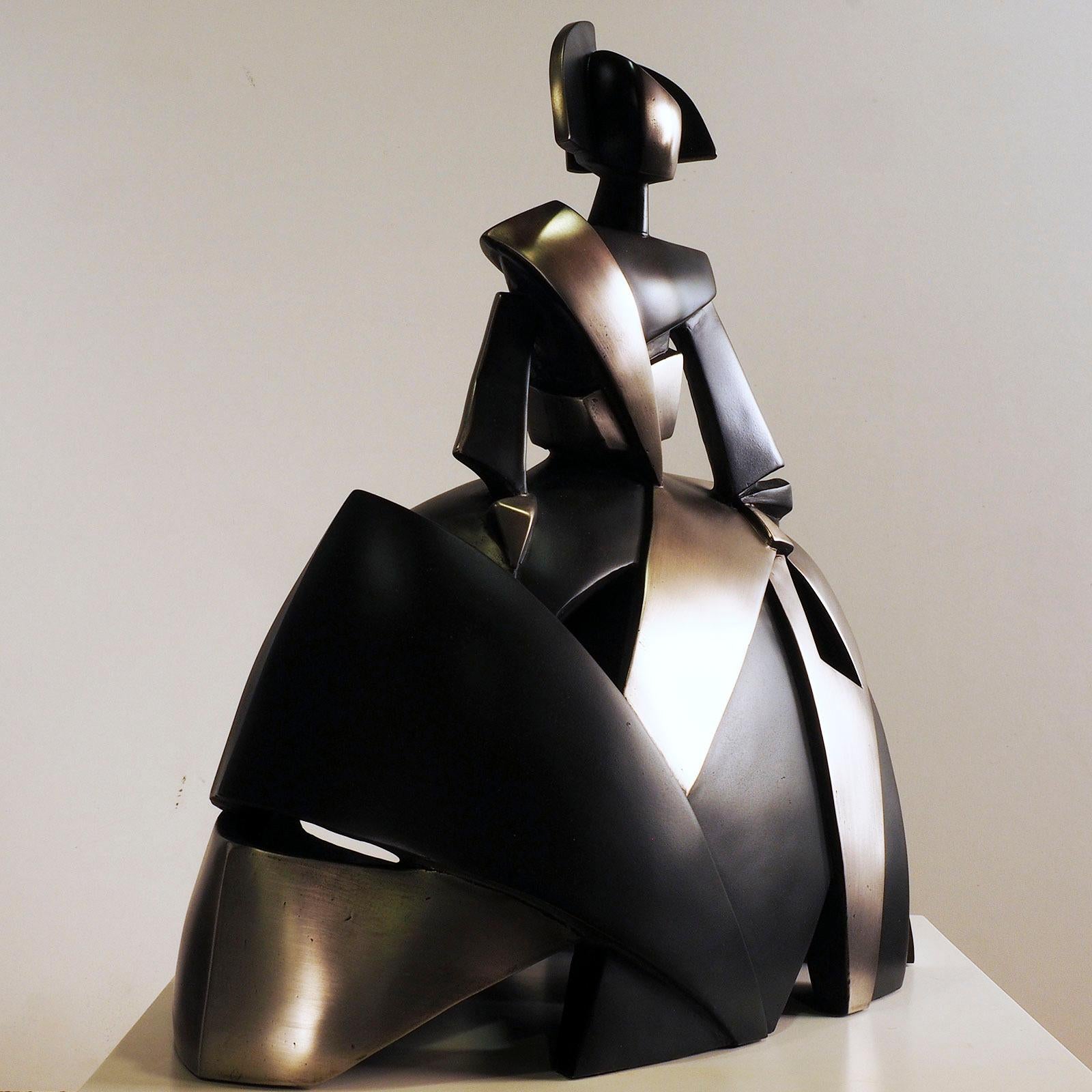 Infant Girl Air and Metal - Miguel Guía, Cubist, Nickel layer, Sculpture 6