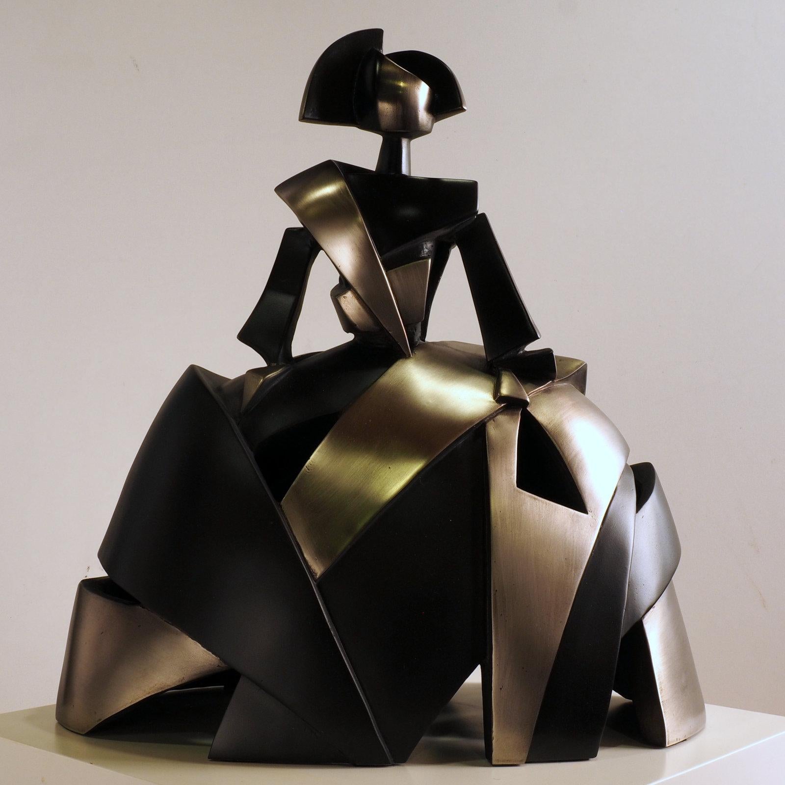 Cubist Sculpture "Infant Girl Air and Metal" by Miguel Guía.
The sculpture is made of a layer of nickel on cold smelting of copper with the base of graphite or marble dust.
Limited edition of 150 works.
Although the required time to deliver a