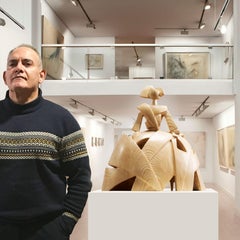 Infant Girl Air and Wood 41 – Miguel Guía Cubist Pine Wood Sculpture