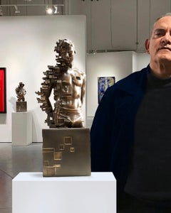 Pixelated young torso - Miguel Guia Modern Bronze layer Sculpture